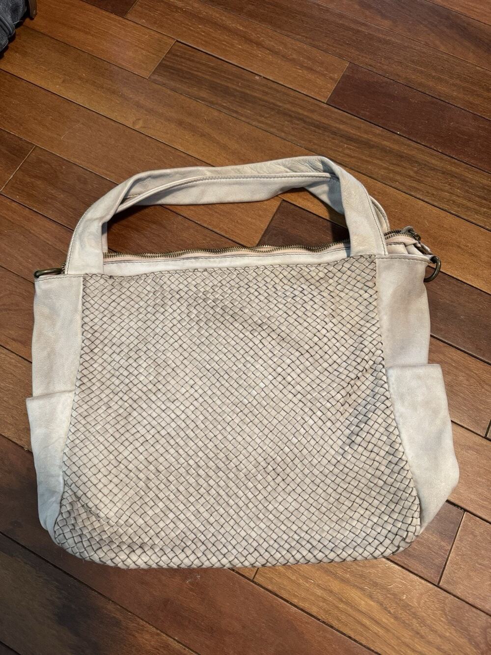 Borse In Pelle made in italy handbag Grey Woven Leather Large Handbag